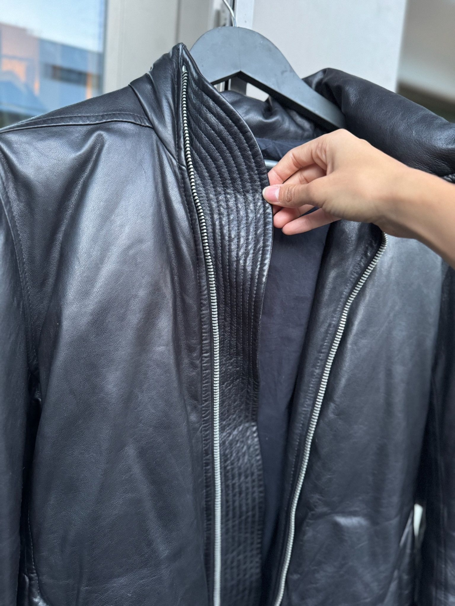 Rick Owens Calf Leather Mollino collar Puffer Jacket Size US L / EU 52-54 / 3 - 5 Thumbnail