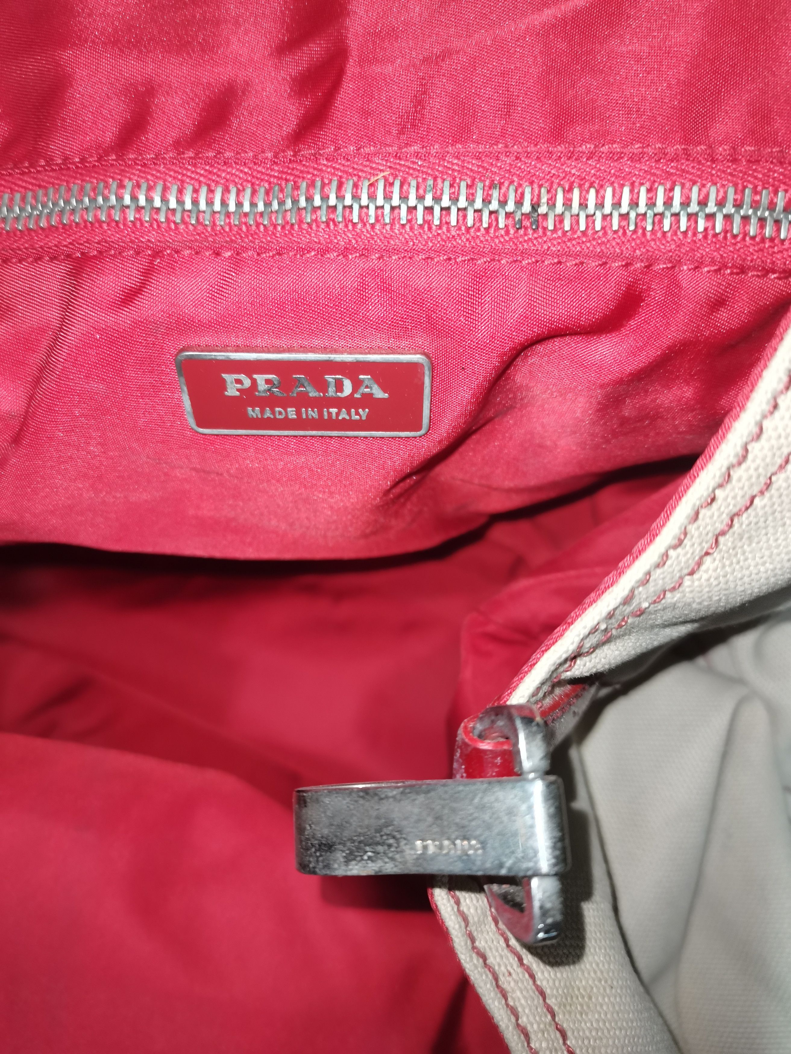 Prada Prada beige canvas metal loop tote bag vintage 2003 rare Size ONE SIZE - 11 Thumbnail
