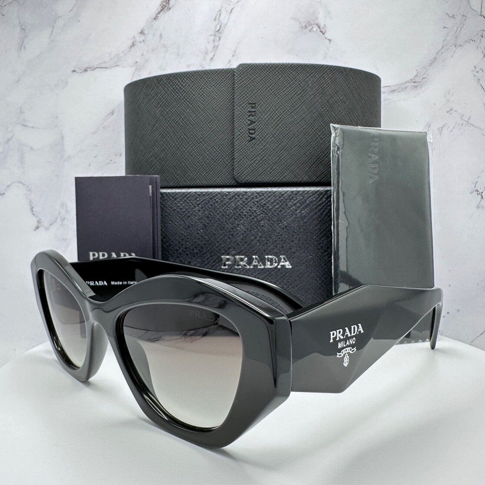 image of Prada Sunglasses Black Silver Symbole Logo Square Cat Eye, Women's