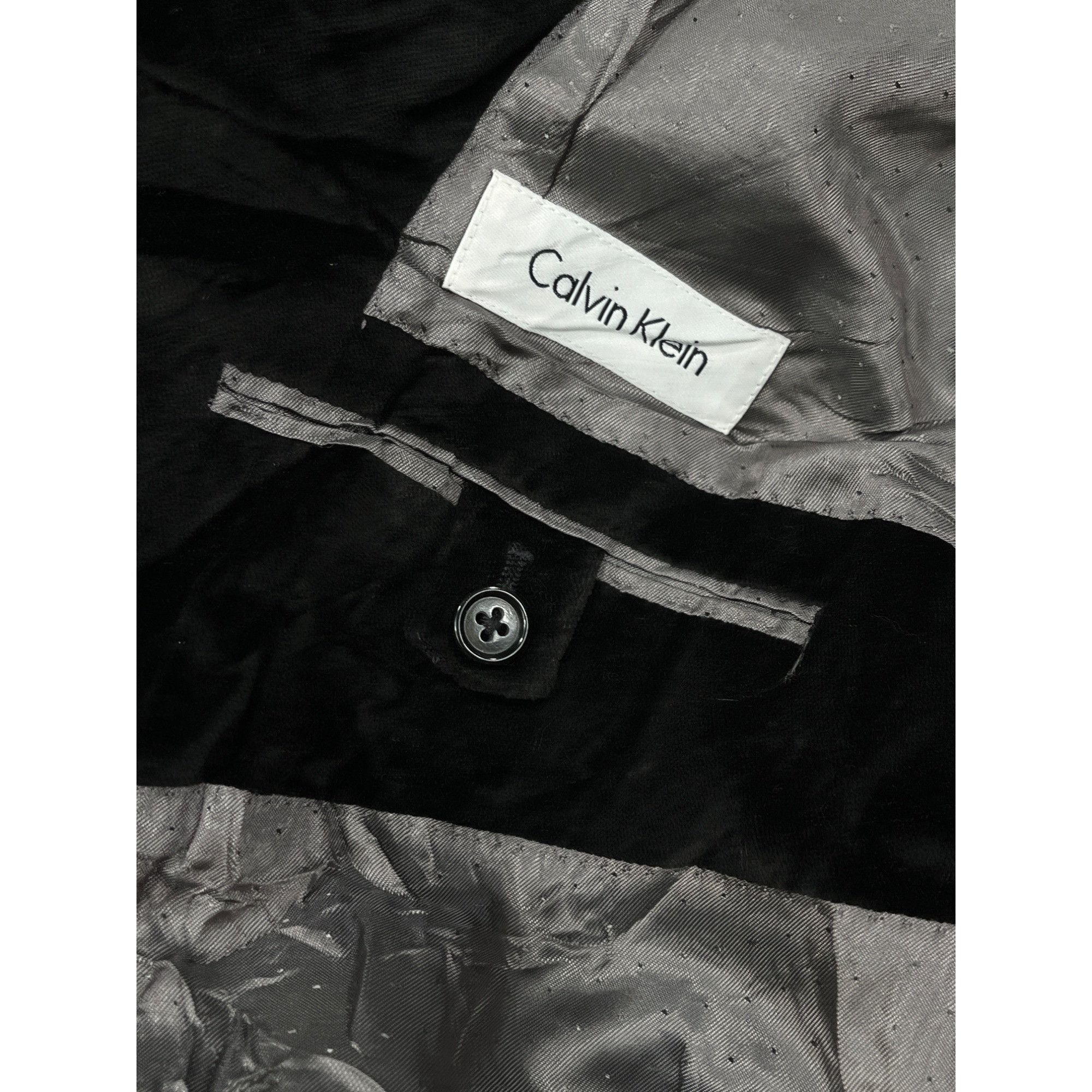 Calvin Klein Calvin Klein SKU 500 Mens Black Velvet Blazer Jacket Size 44 Size 44R - 6 Thumbnail