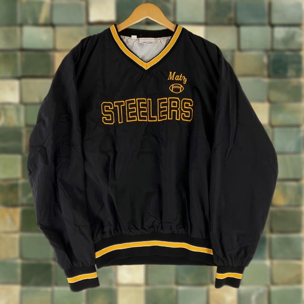 Salem Sportswear VINTAGE Gem Sportswear Pittsburgh Steelers Pullover Warm Up Mens XL Black 70s 80s Matz Gem Sportswear Size US XL / EU 56 / 4 - 1 Thumbnail