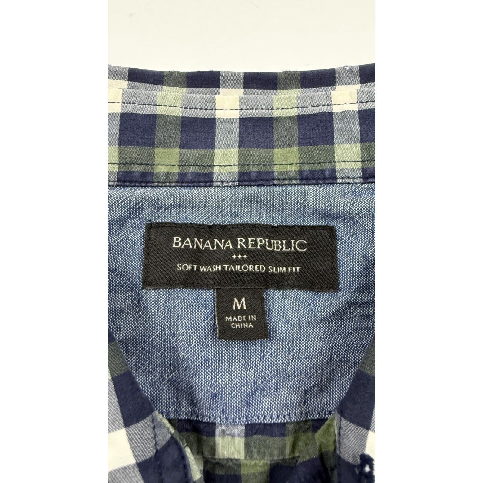 Banana Republic Banana Republic Shirt Mens Medium Blue Green Plaid Soft Wash Tailored Slim Fit Size US M / EU 48-50 / 2 - 3 Thumbnail