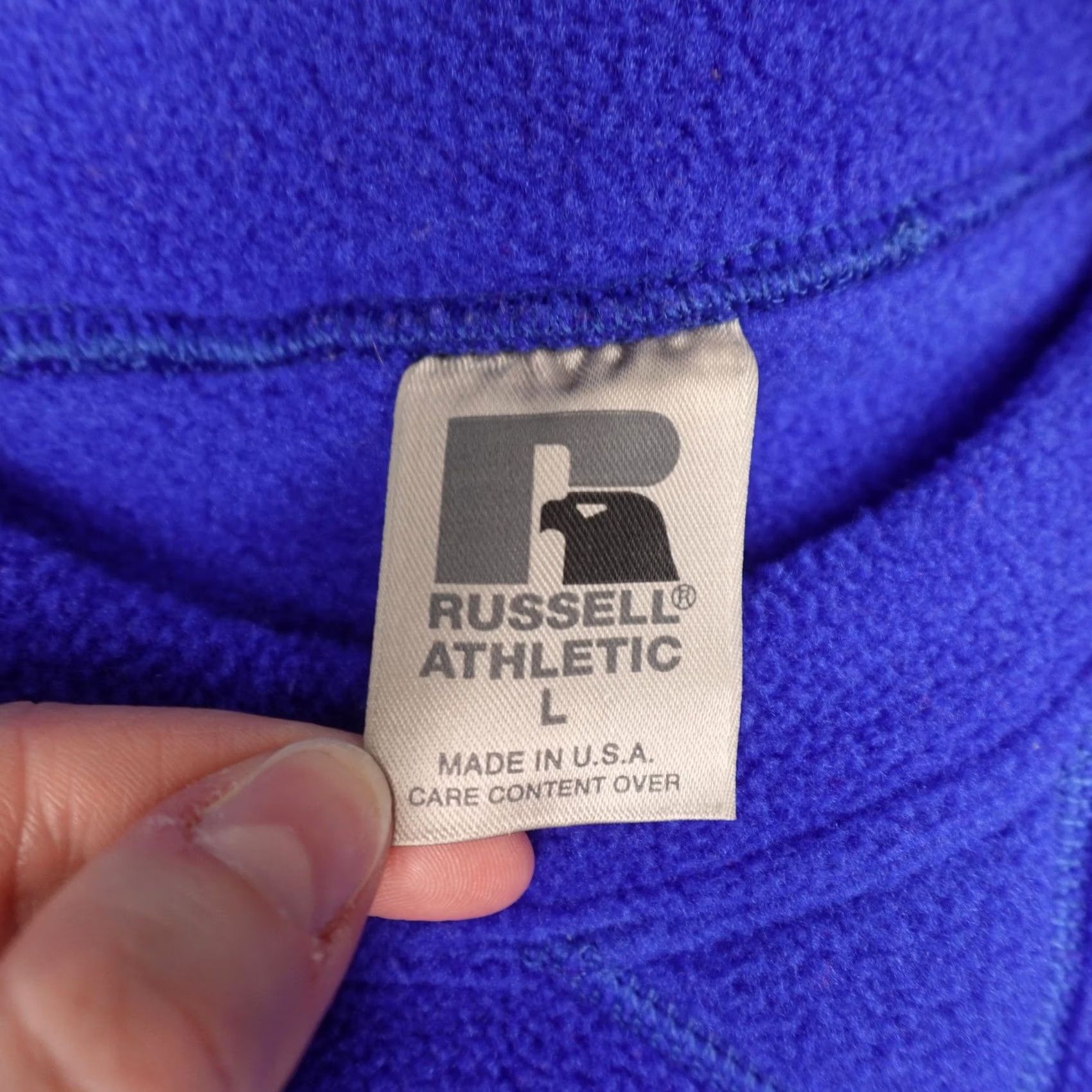 Russell Athletic VINTAGE Russell Athletic Sweatshirt Mens Large Blue Fleece Pullover USA 90s Size US L / EU 52-54 / 3 - 2 Thumbnail