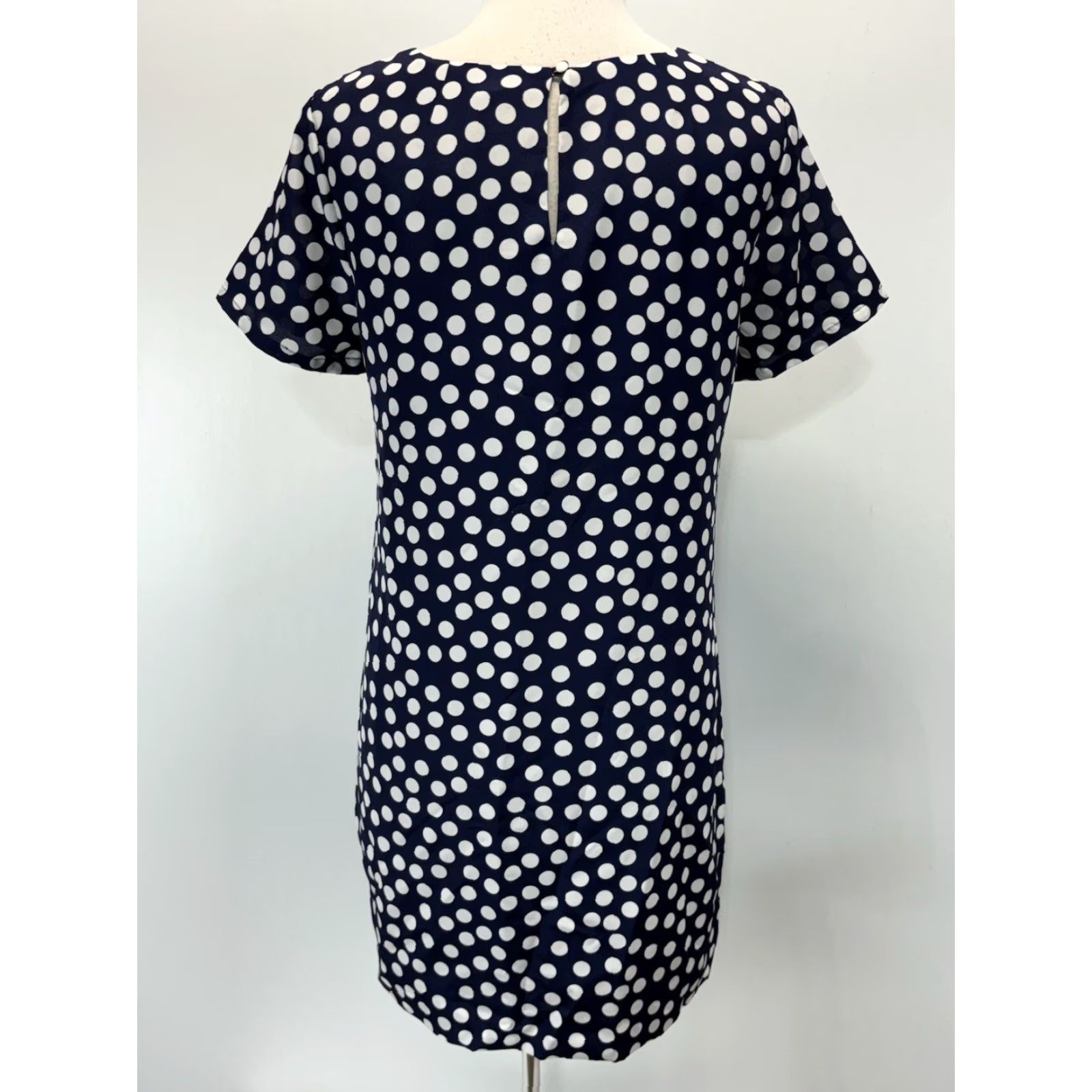 J.Crew J. Crew Polka Dot Gallery Shift Dress Sz 8 Women’s Short Sleeve Comfort Navy Size 30" / US 8 / IT 44 - 3 Thumbnail