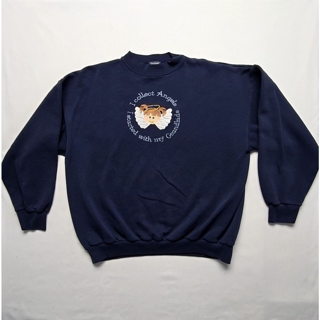 Tultex Vintage Angel Grandkids Sweatshirt Embroidered Blue Grandma Size XL / US 12-14 / IT 48-50 - 1 Thumbnail