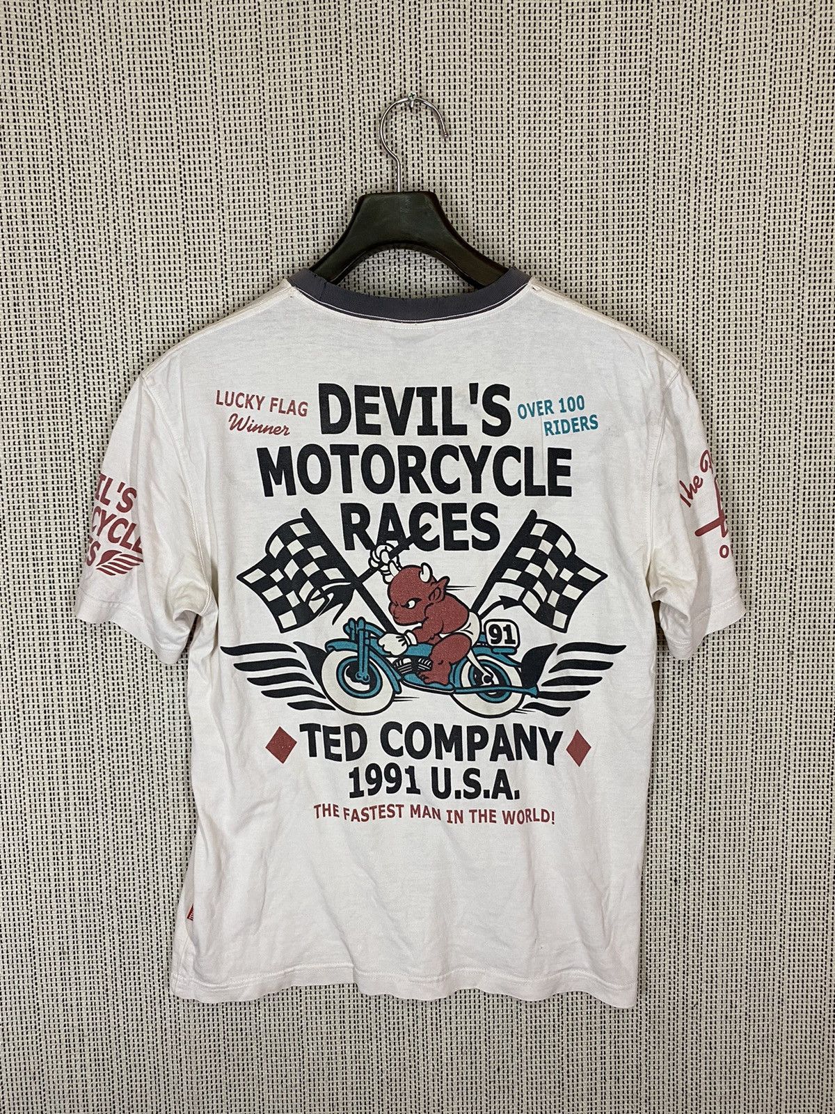 🔥VINTAGE TEDMAN LUCKY FLAG TSHIRT DISTRESSED