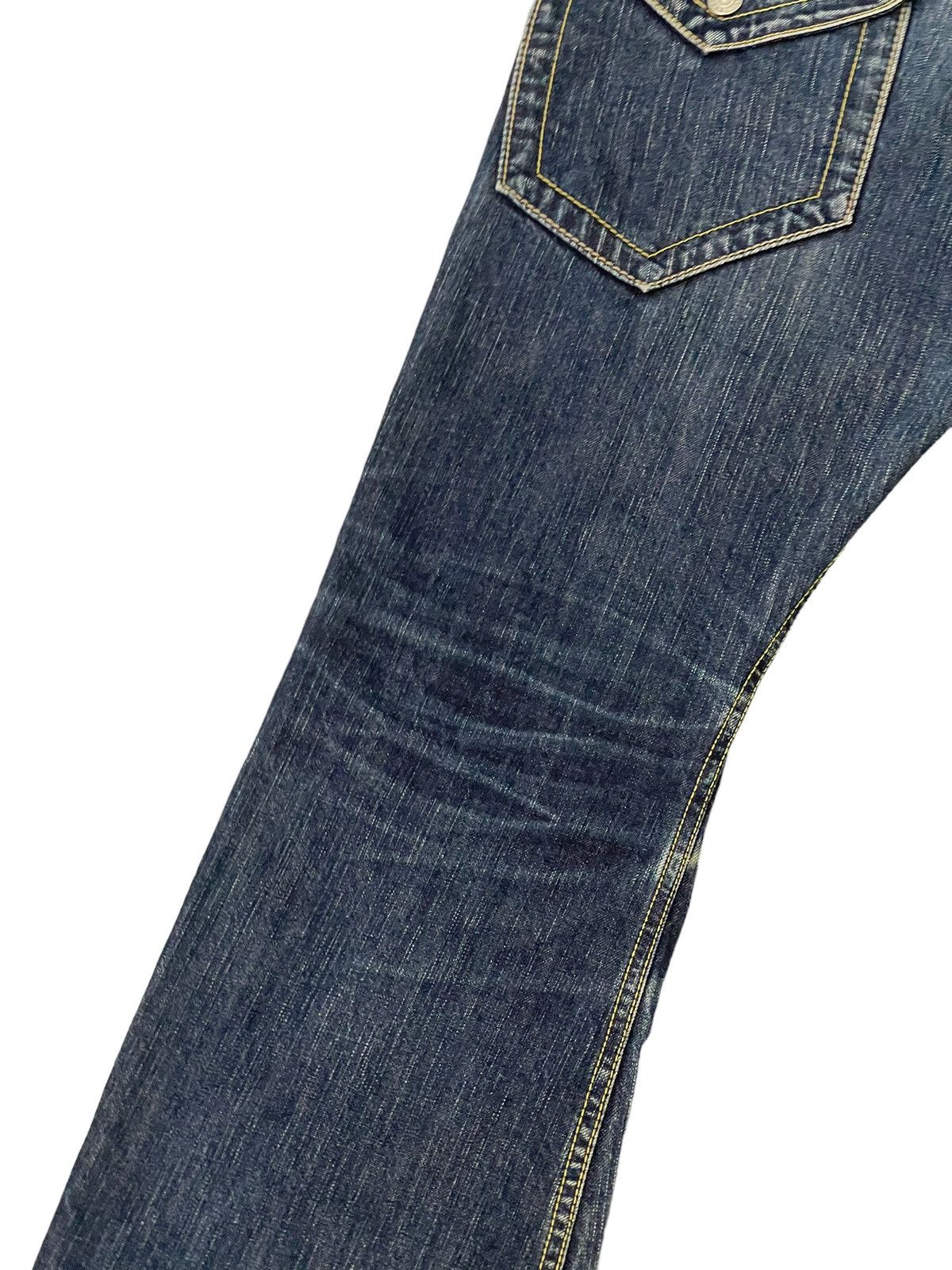Japanese Brand Flare Jeans Blue Way Japan Faded Distress Low Rise 8🟦3 Size US 35 - 15 Thumbnail