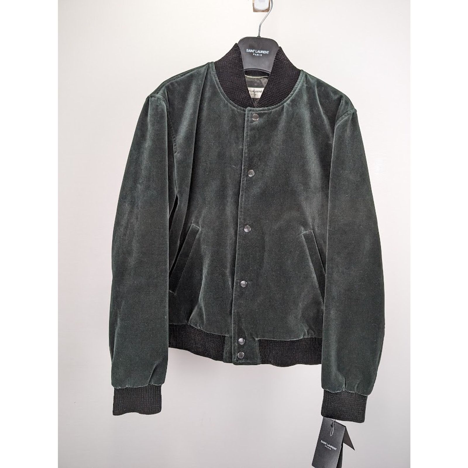 Saint Laurent Paris o1rshd1 Teddy College Cotton Jacket in Green Emerald Size US L / EU 52-54 / 3 - 2 Thumbnail