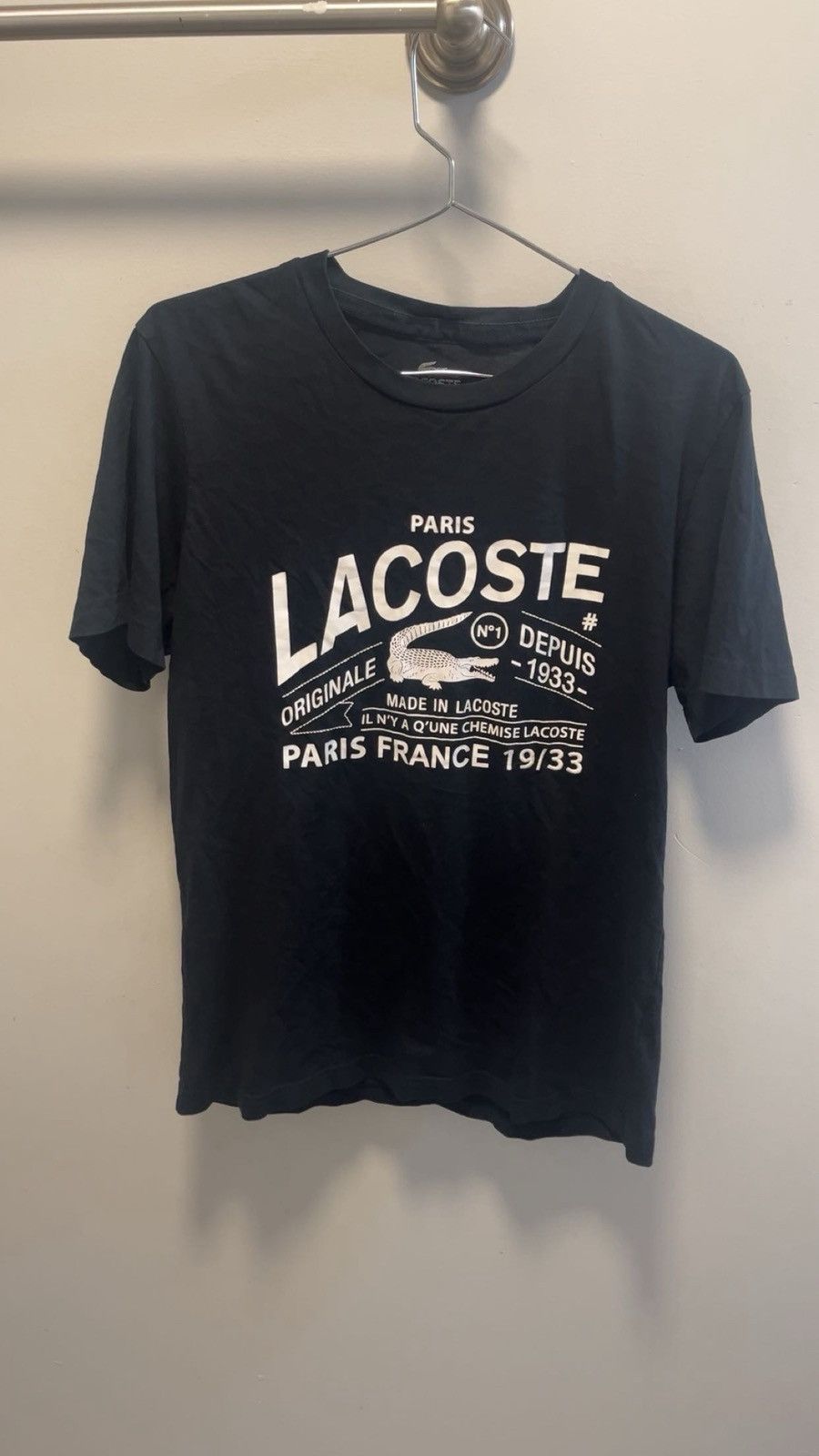 Lacoste Black graphic Lacoste shirt with white logo Size US M / EU 48-50 / 2 - 9 Thumbnail