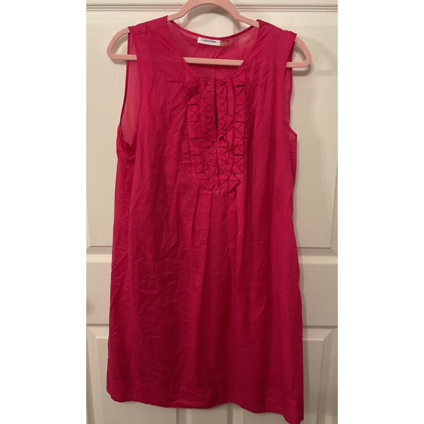 Calvin Klein Calvin Klein Keyhole Ruffled Front Fuschia Summer Dress, 14 Size XL / US 12-14 / IT 48-50 - 1 Thumbnail