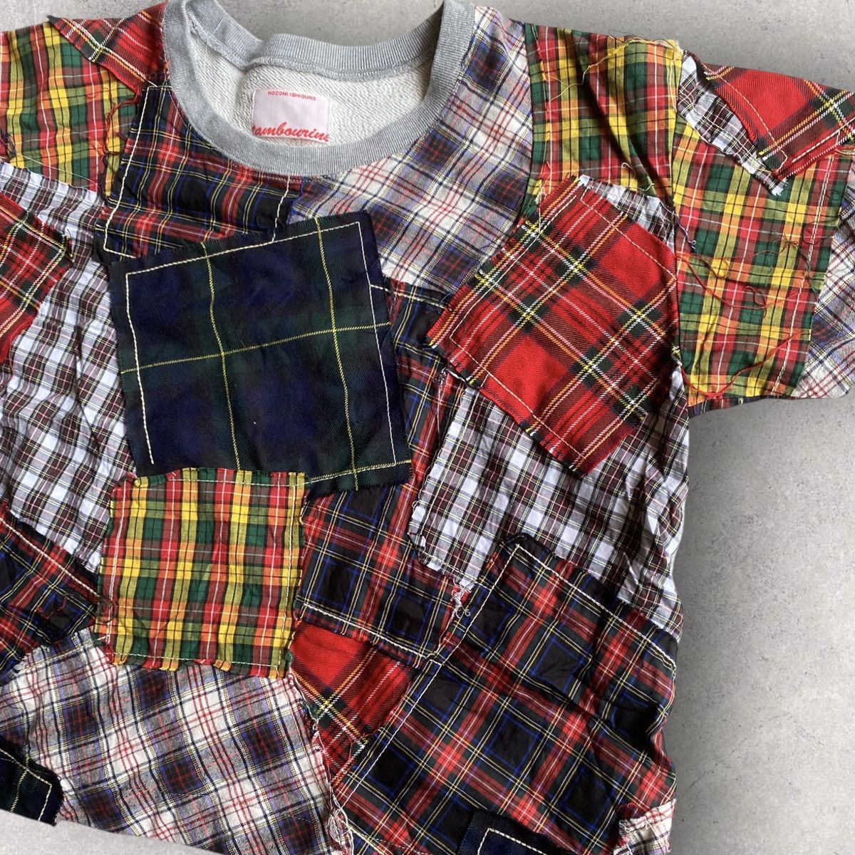 Nozomi Ishiguro 2014 Plaids Patchwork Short Sleeve Crop Sweatshirt Size US L / EU 52-54 / 3 - 2 Thumbnail