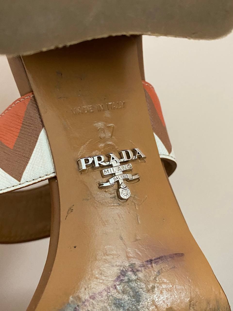 Prada RRP 690$ Prada Greca Slingback Block Heel Sandals Leather Size US 7.5 / IT 37.5 - 11 Thumbnail
