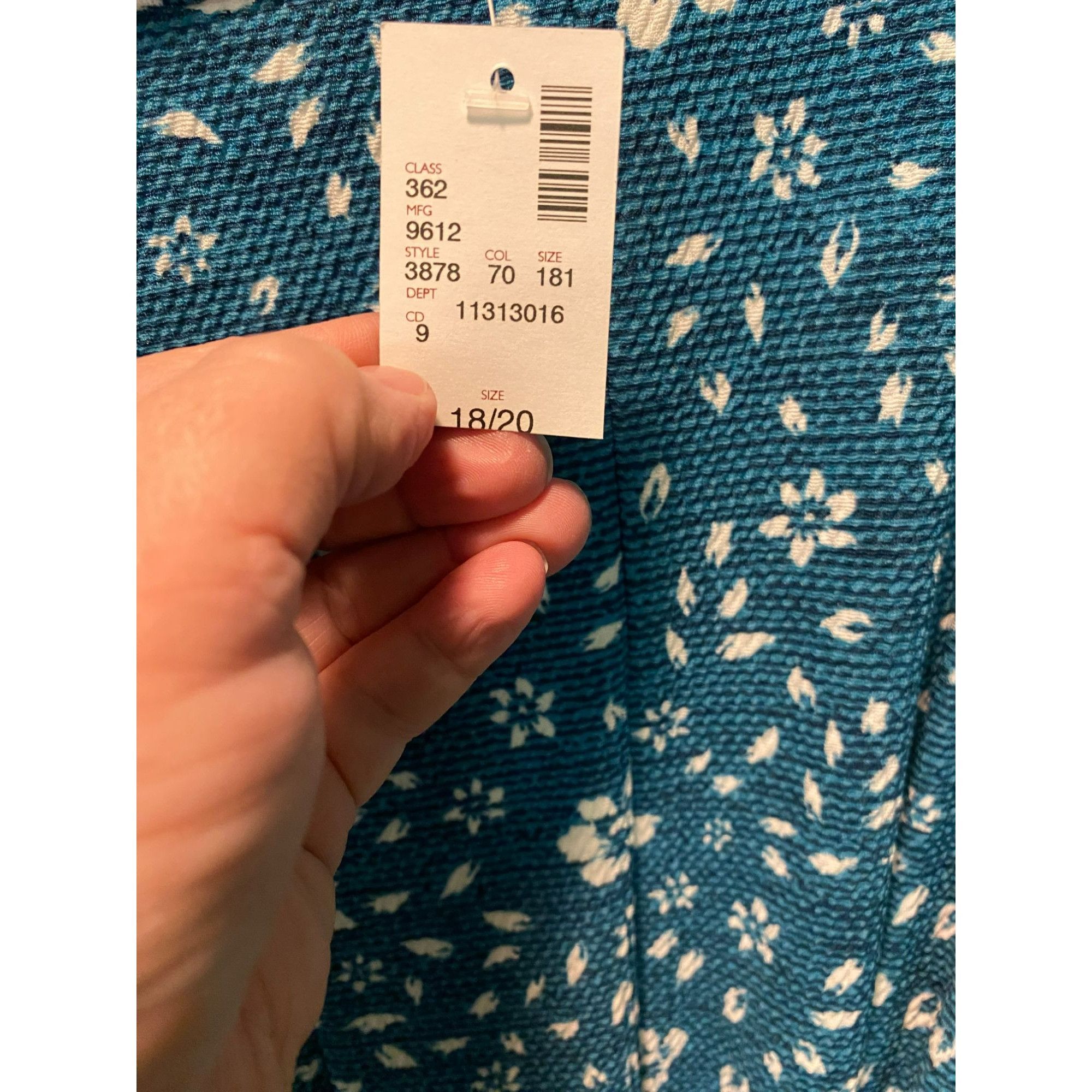 Avenue Avenue Womens Floral Textured Dress Blue White Size 18/20 Sh Size XXL / US 16-18 / IT 52-54 - 5 Thumbnail