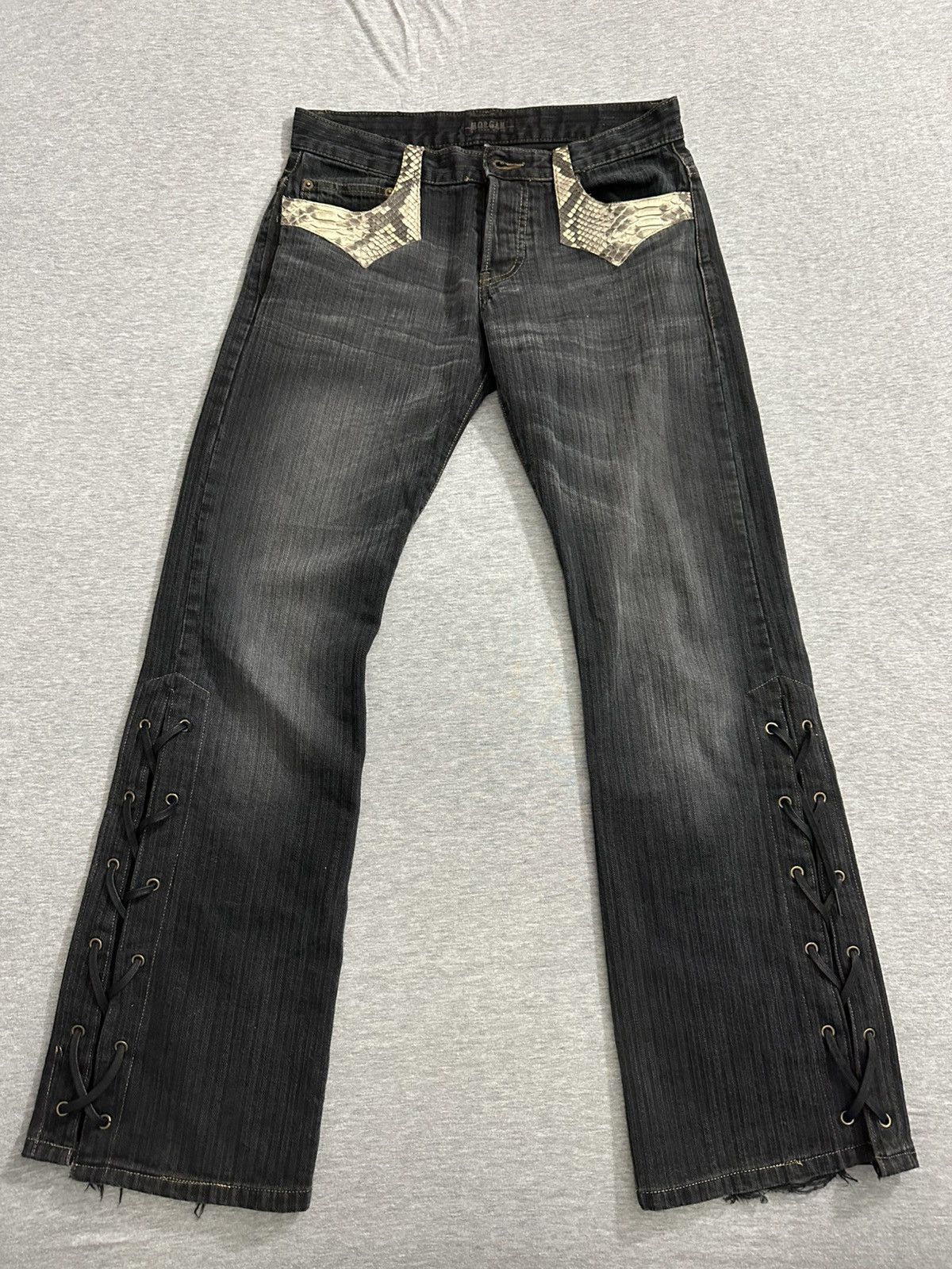 GOSTAR DE FUGA MORGAN HOMME (real) Phyton lace up flare jeans Size US 28 / EU 44 - 8 Thumbnail