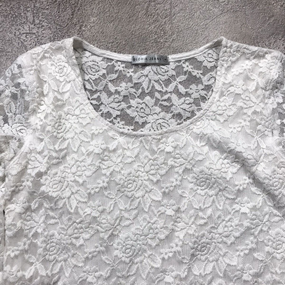 Vintage Vintage Y2K Cream Lace Crop Long Sleeve Top Indie Relaxed M Size M / US 6-8 / IT 42-44 - 3 Thumbnail