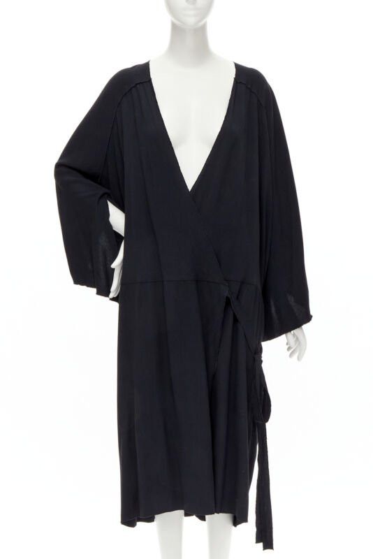 Comme des Garcons rare COMME DES GARCONS Vintage 1980's black asymmetric wrap kimono robe dress Size ONE SIZE - 1 Thumbnail