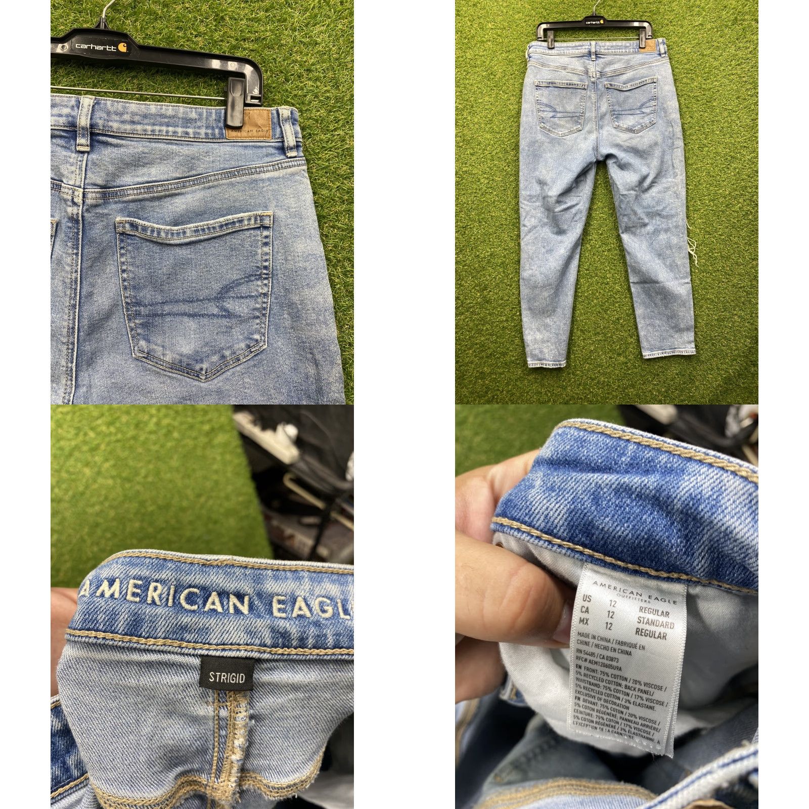 Vintage American Eagle Jeans Womens 12 Blue Distressed Ripped High Rise Denim Mom Size 34" / US 12 / IT 48 - 8 Thumbnail