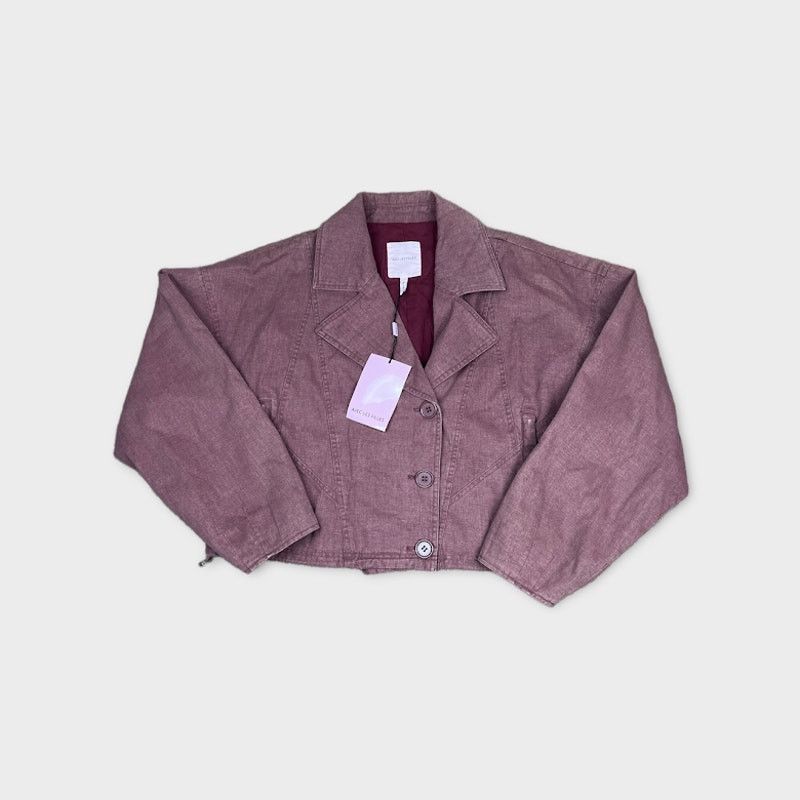 Avec Les Filles Short Denim Jacket Rose Purple S NWT