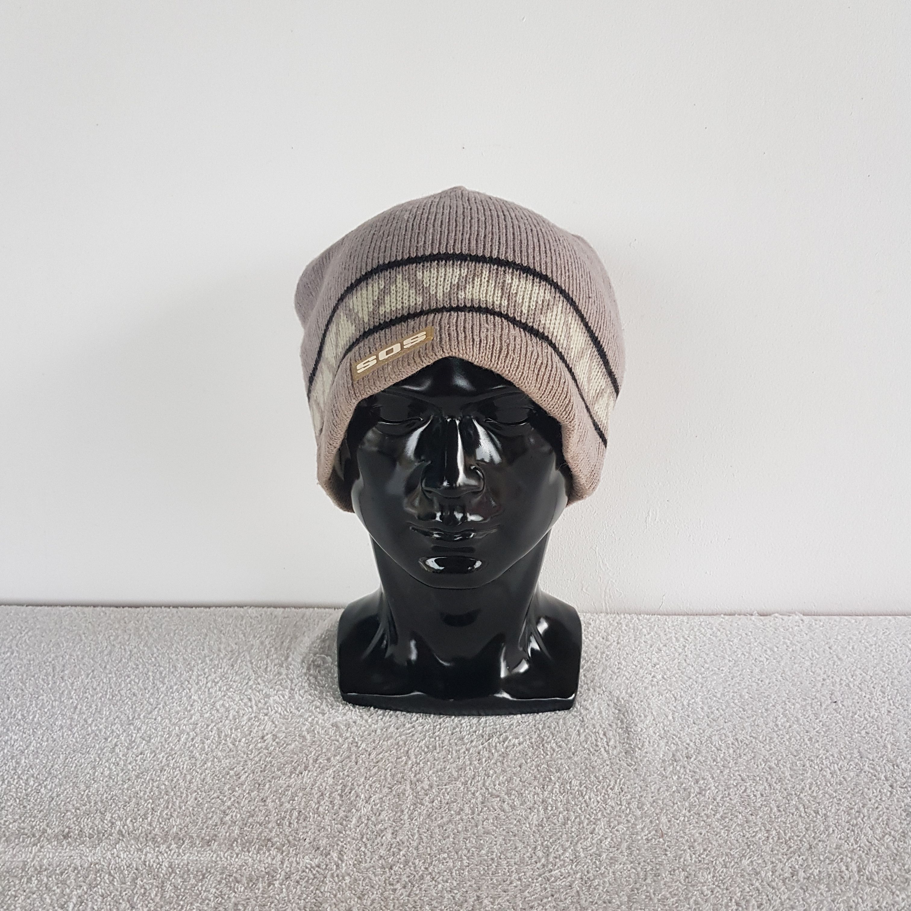 Japanese Brand Vintage SOS Beanie Knitted Snow Caps Ski Hats. Size ONE SIZE - 2 Thumbnail