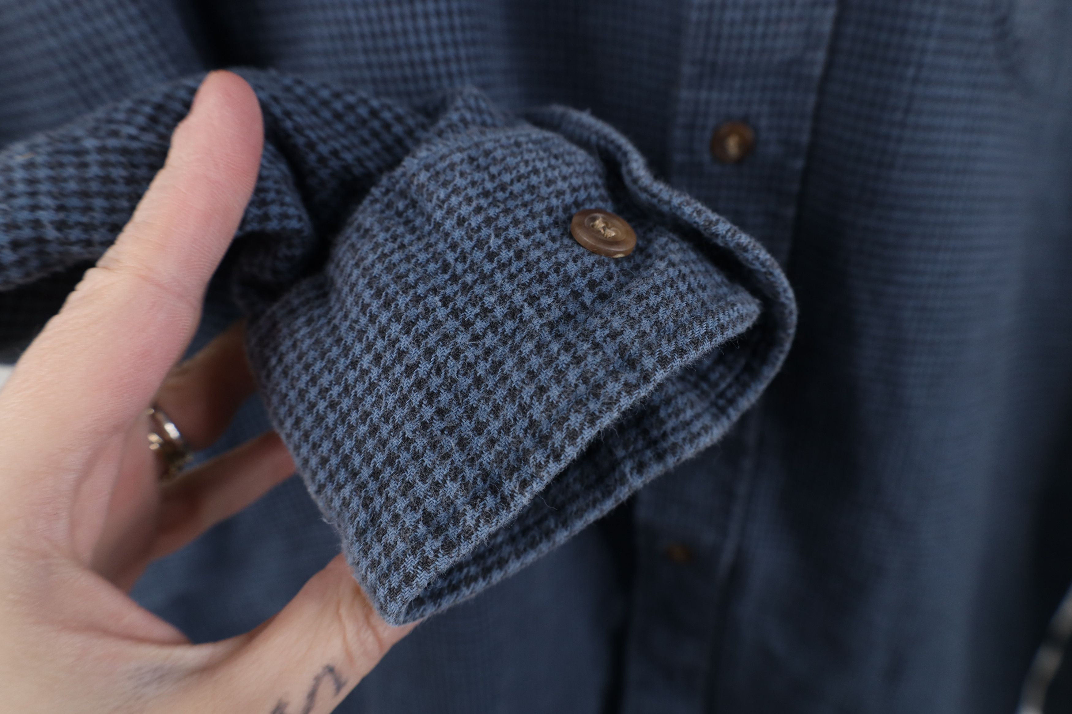 Vintage Vintage 90s Streetwear Flannel Houndstooth Button Down Shirt Size US M / EU 48-50 / 2 - 9 Thumbnail