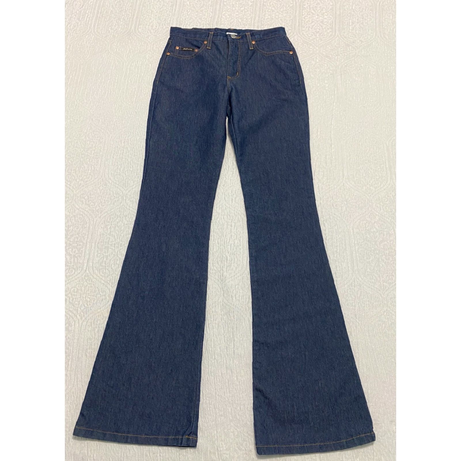 Vintage Just USA Jeans Flared Blue jeans Size 3 Women 26W 33In Denim Cotton Polyester Lycra 5-Pocket USA Rise Mid Button Zip Classic Size 26" / US 2 / IT 38 - 2 Thumbnail