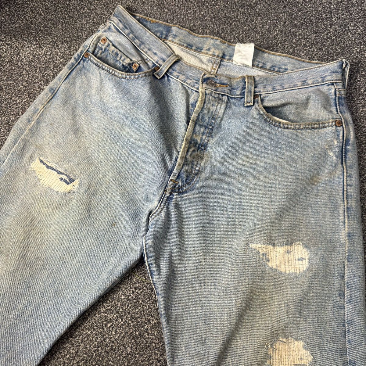 Levi's Vintage y2k Levis 501 Straight Cut Distressed Denim W34 Size US 34 / EU 50 - 3 Thumbnail