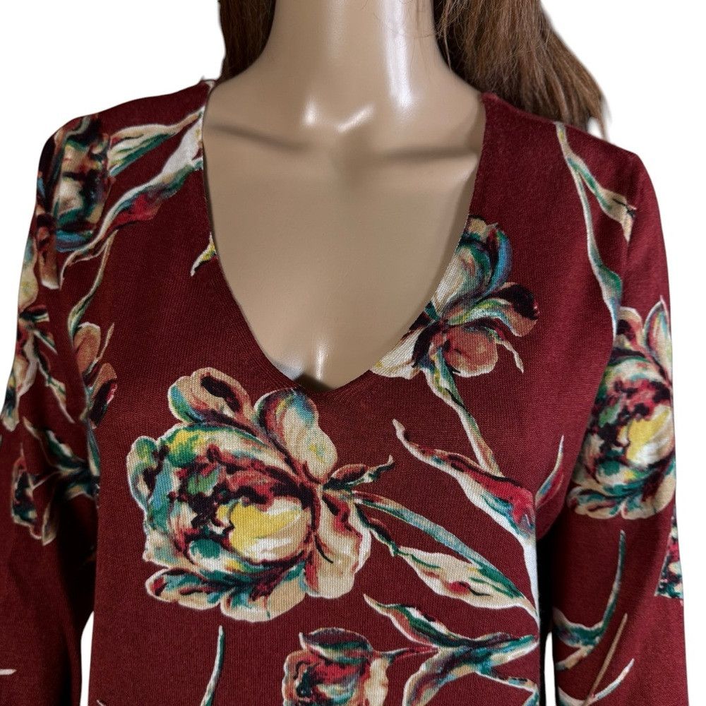 Chicos New Chico's Spun Rayon Floral V-Neck Sweater Size 1 US M Size M / US 6-8 / IT 42-44 - 9 Thumbnail
