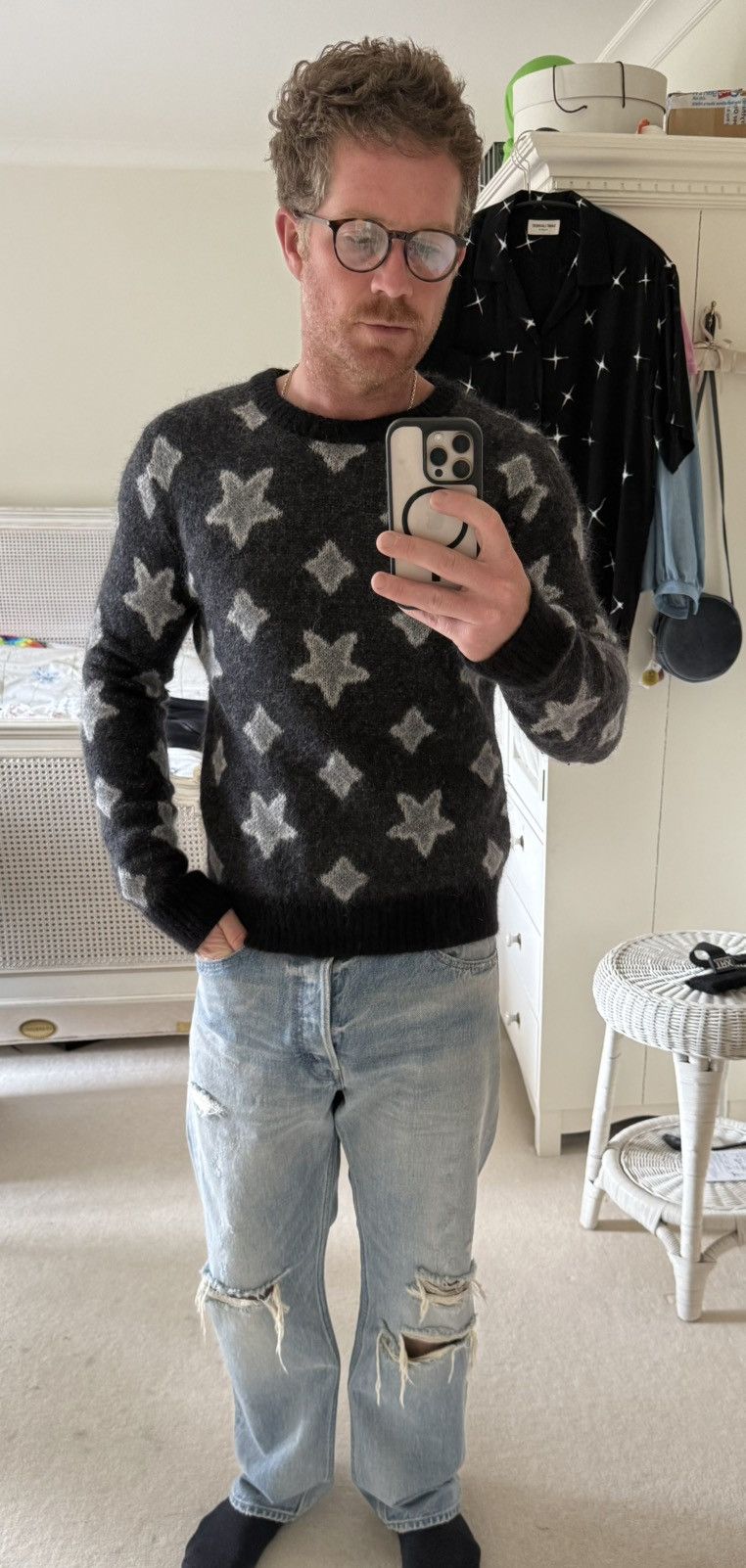 Saint Laurent Paris FW16 Saint Laurent Palladium star sweater Hedi Slimane grail Size US XL / EU 56 / 4 - 8 Thumbnail
