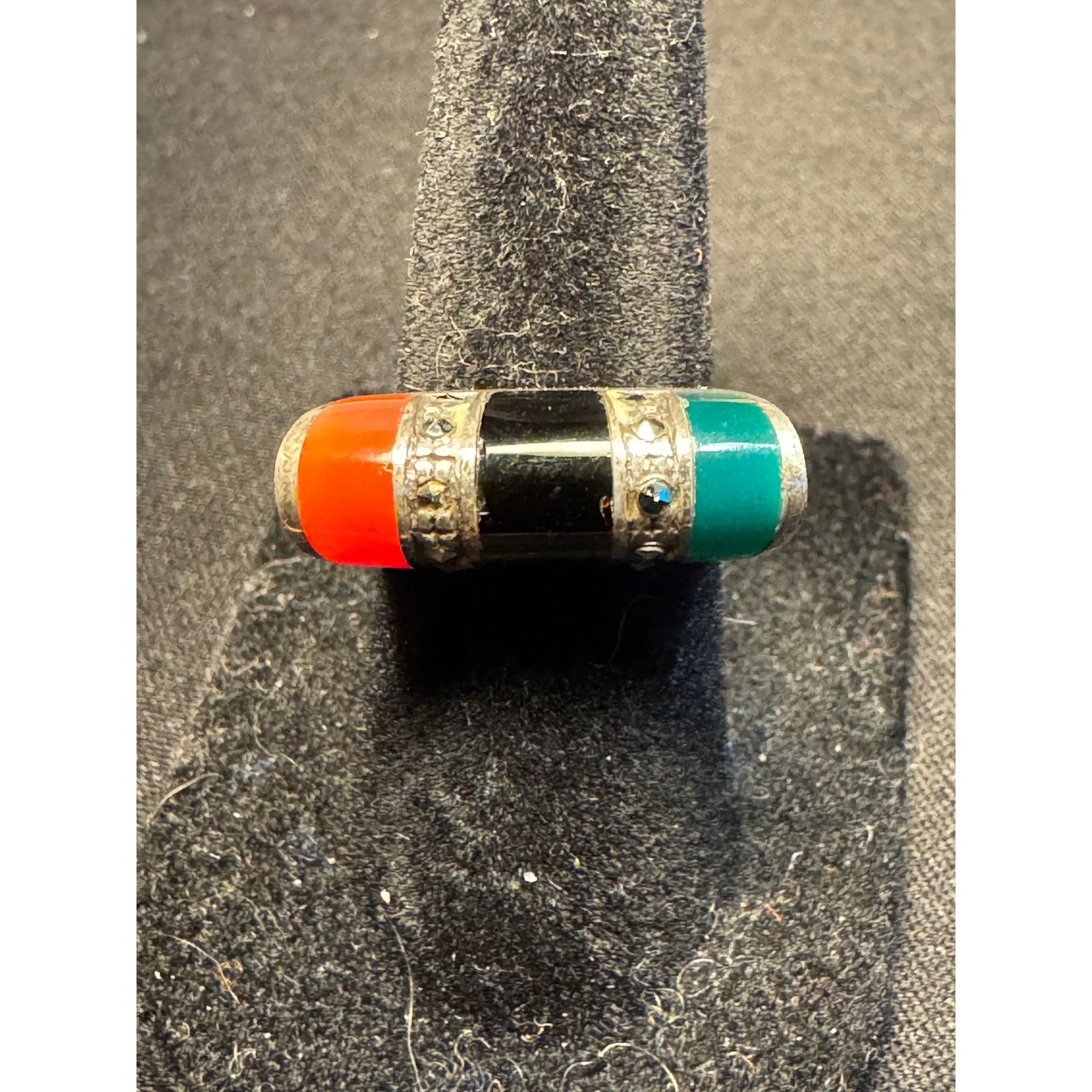Other 925 Sterling Onyx Carnelian Jade Size 6 Ring Size ONE SIZE - 2 Thumbnail