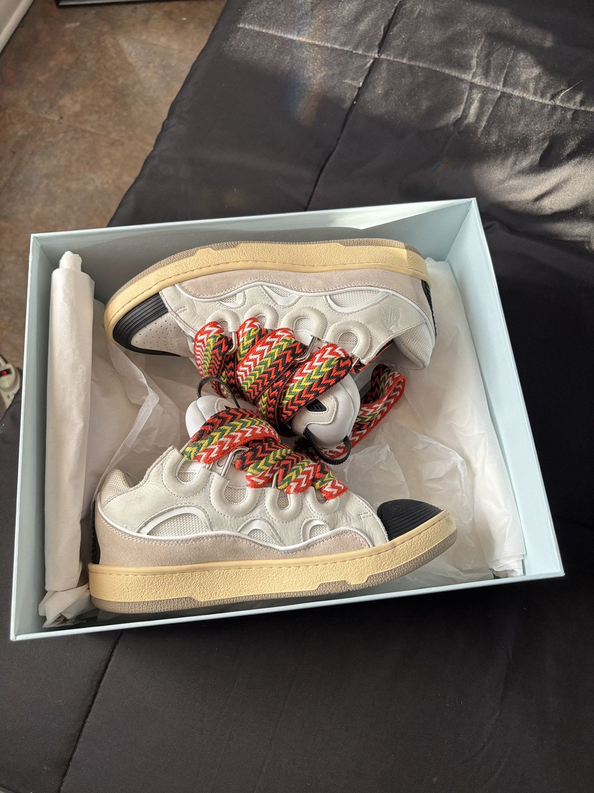 Lanvin Lanvin Leather Curb Sneakers - White - Size 40 Size US 7 / EU 40 - 2 Thumbnail