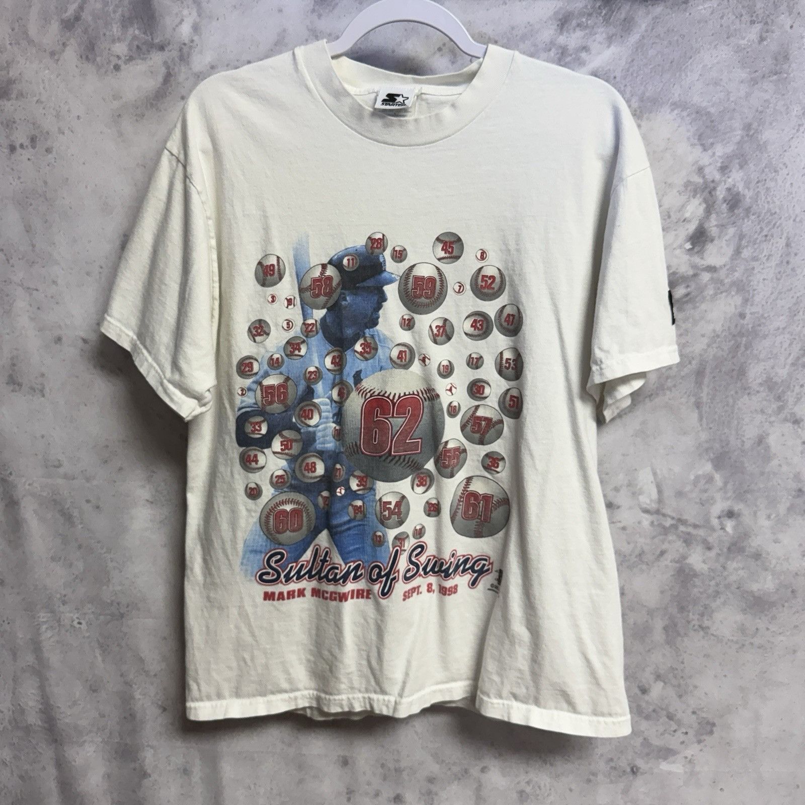 Starter Vintage 90s Mark McGwire Starter T Shirt Mens Large 21x27 Size US L / EU 52-54 / 3 - 1 Thumbnail