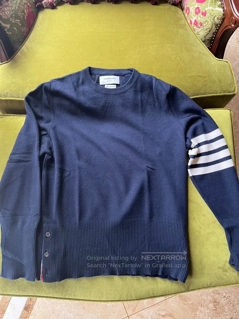 Thom Browne Thom Browne Blue four baron cashmere sweater Size US XL / EU 56 / 4 - 1 Thumbnail