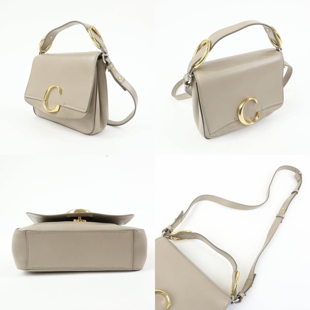 Chloe Chloe C Leather & Suede Flap Bag Beige Size ONE SIZE - 3 Thumbnail