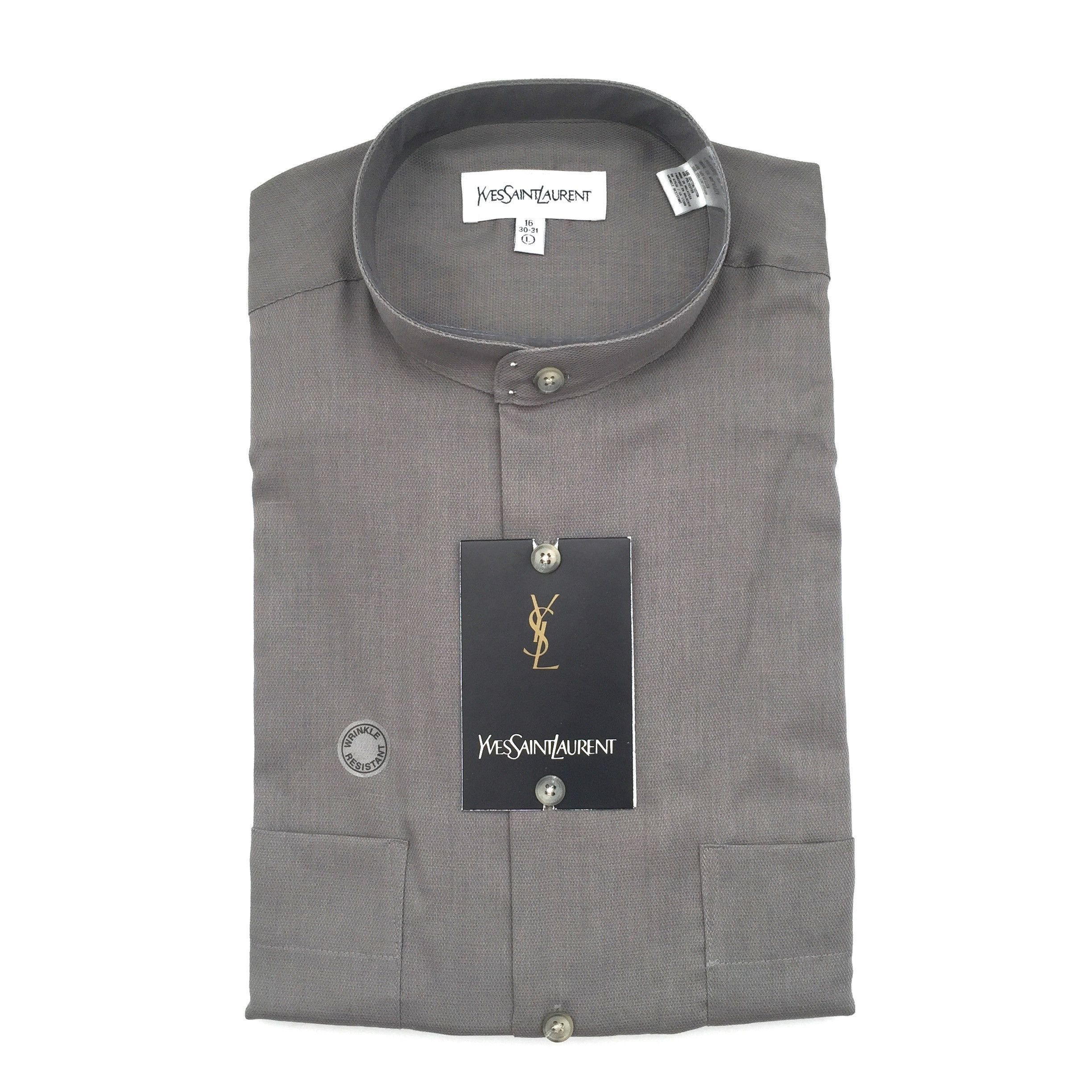 Yves Saint Laurent YSL 90s Vintage Gray Band Collar Shirt NWT Size US L / EU 52-54 / 3 - 1 Preview