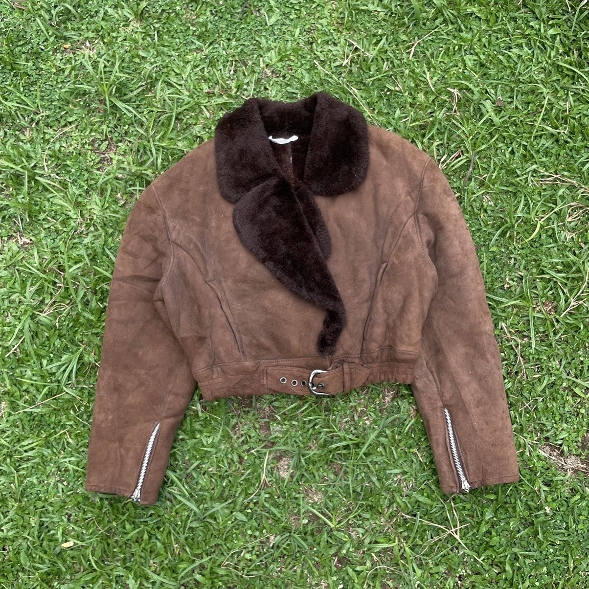 Leather Vintage O’ned Sheepskin Double Collar Biker Jacket Size US S / EU 44-46 / 1 - 1 Thumbnail