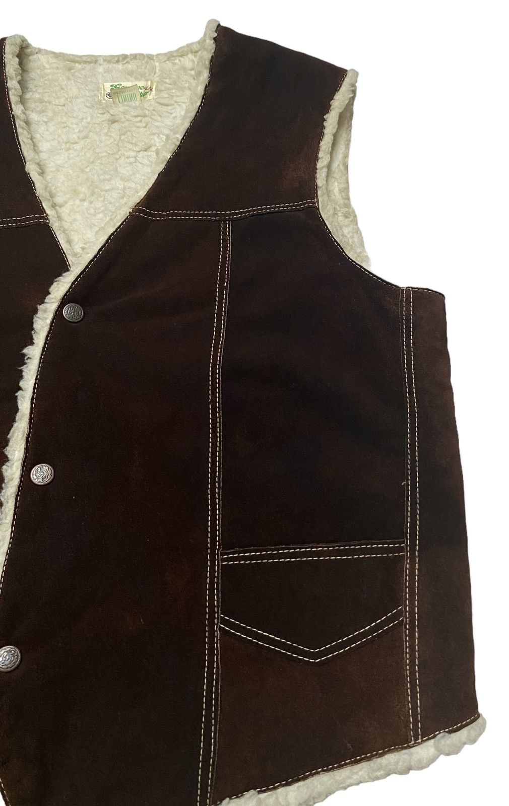 Leather × Vintage Vintage Brand Genuine Leather Sherpa Vests 1990s Size US L / EU 52-54 / 3 - 3 Thumbnail