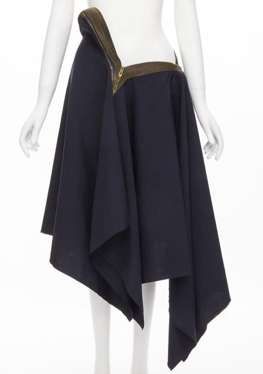 Comme des Garcons Distressed zipper trimmed draped raw handkerchief skirt Size 30" / US 8 / IT 44 - 9 Thumbnail