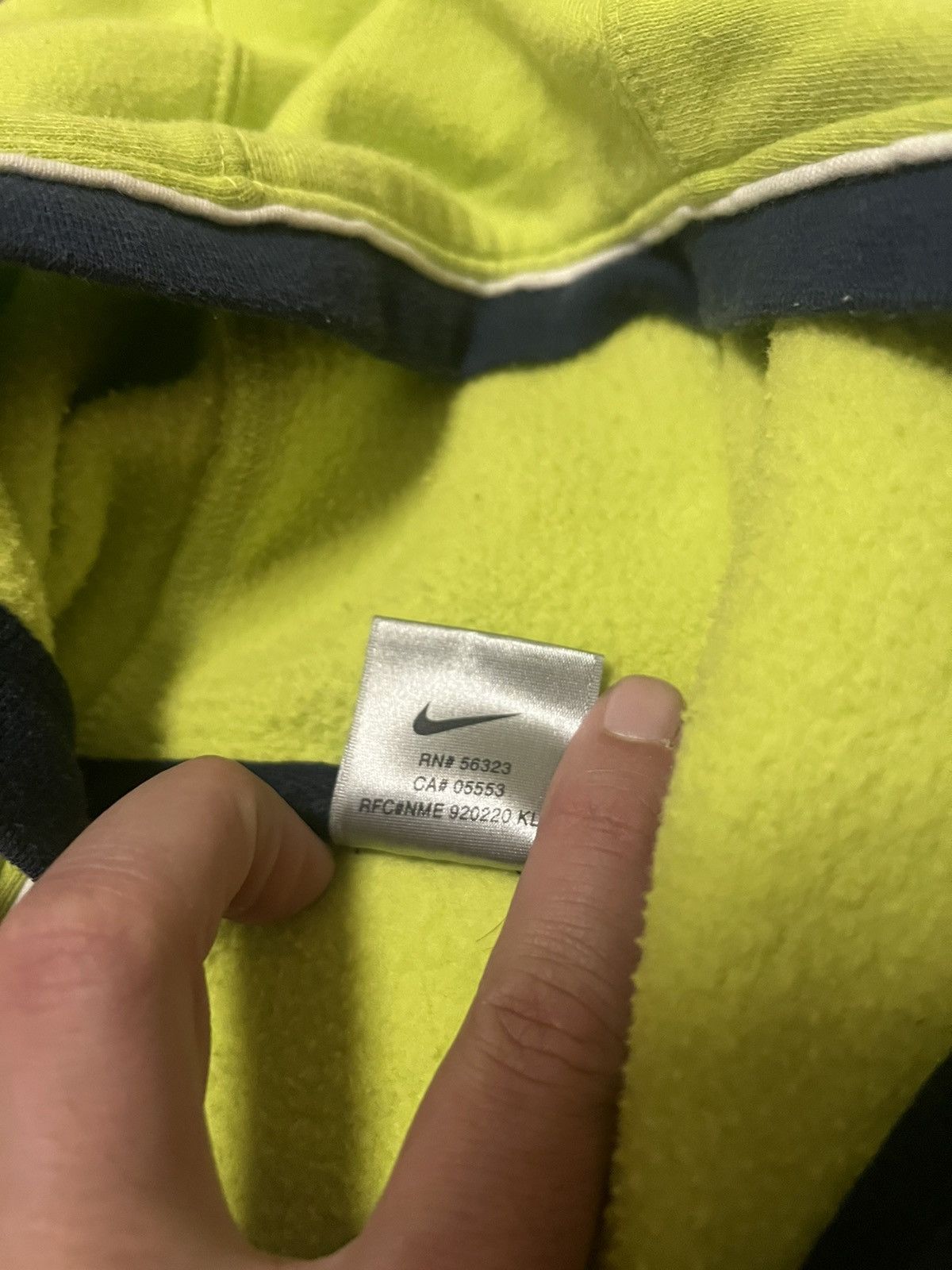 Nike × Vintage Vintage Nike Spellout Lime Neon Hoodie size XL 26x26.5 Size US XL / EU 56 / 4 - 4 Thumbnail