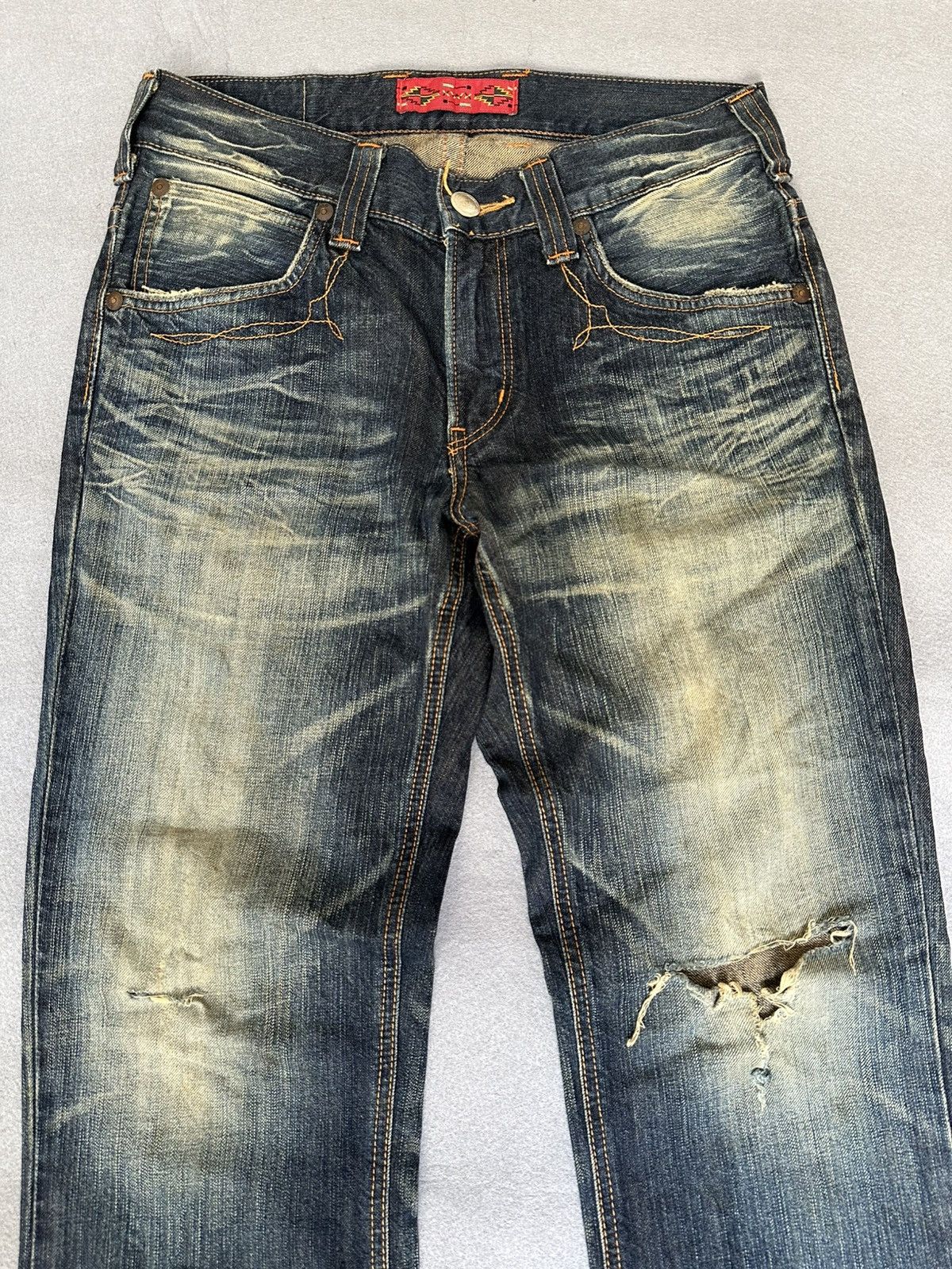Japanese Brand FLARE Edwin Distressed Denim Size US 31 - 4 Thumbnail