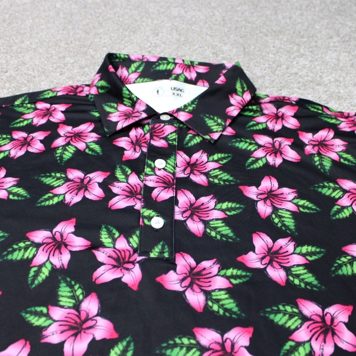 Vintage USAG You Suck at Golf Polo Shirt Mens 2XL XXL Black Floral Short Sleeve Polo Shirt Polo Shirt Mens 2XL Brand You Suck at Golf Size US XXL / EU 58 / 5 - 4 Thumbnail