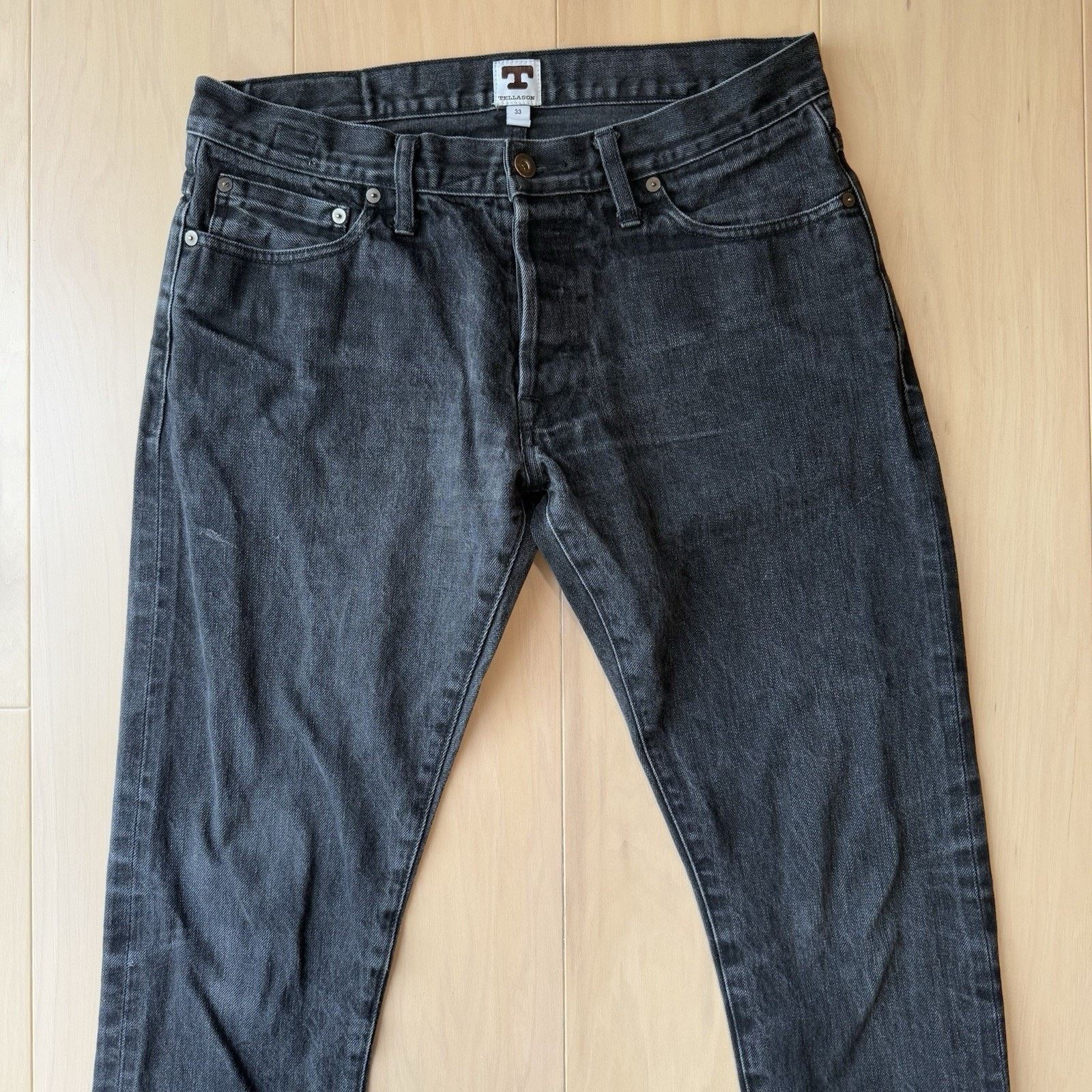 Tellason Tellason Selvedge Jeans 33 Black Dark Wash Denim Slim Size US 33 - 3 Thumbnail