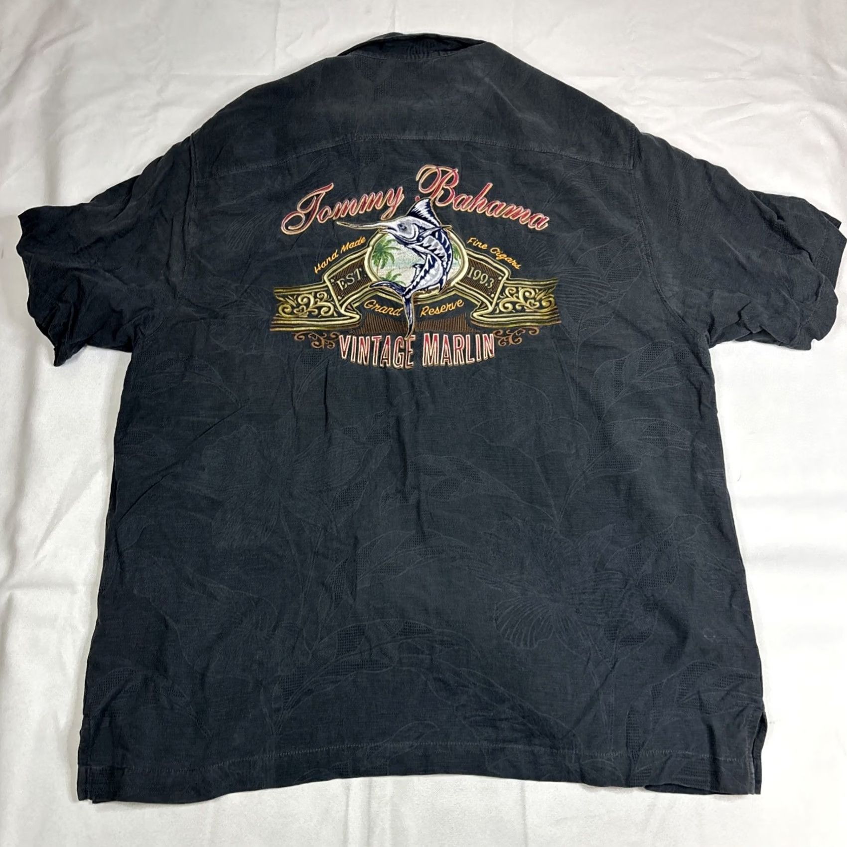 Tommy Bahama Tommy Bahama Silk Shirt Button-up Short Sleeve Black L Floral Print Mens Shirt Size US L / EU 52-54 / 3 - 6 Thumbnail