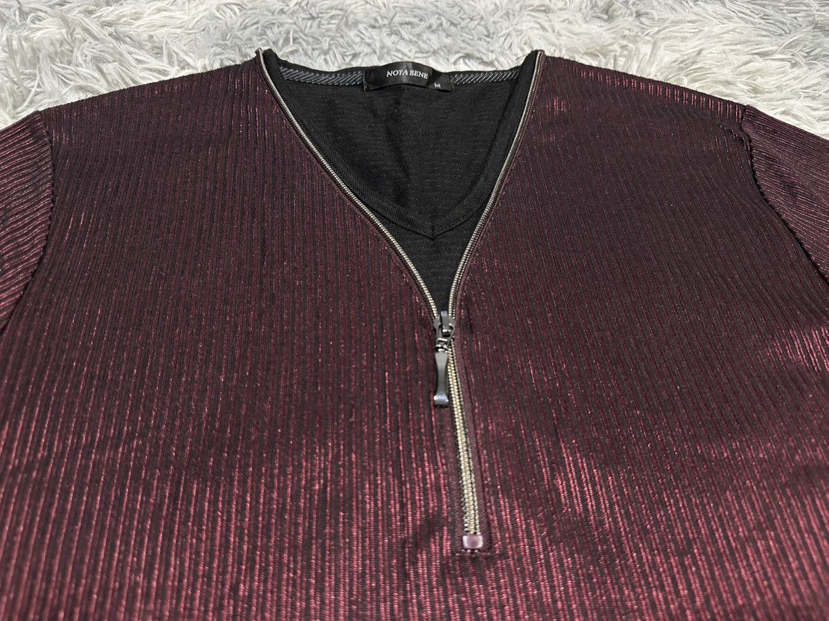 If Six Was Nine 🔥Sick Y2K Nota Bene Zipper Ribbed Tee Metallic Red Size US M / EU 48-50 / 2 - 3 Thumbnail