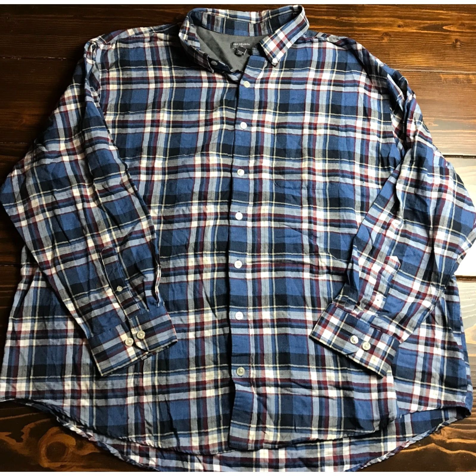 Van Heusen Van Heusen Shirt Men's Size 3XL Blue Red White Plaid Button Up Long Sleeve Size US XXL / EU 58 / 5 - 2 Thumbnail