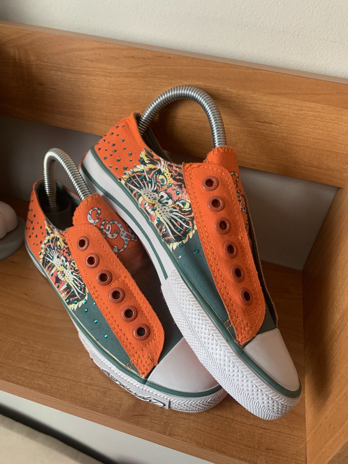 Christian Audigier × Ed Hardy × Vintage Vintage Y2K 6 Ed Hardy Tiger Tattoo Slip Ons Sneakers Size US 6 / IT 36 - 1 Thumbnail