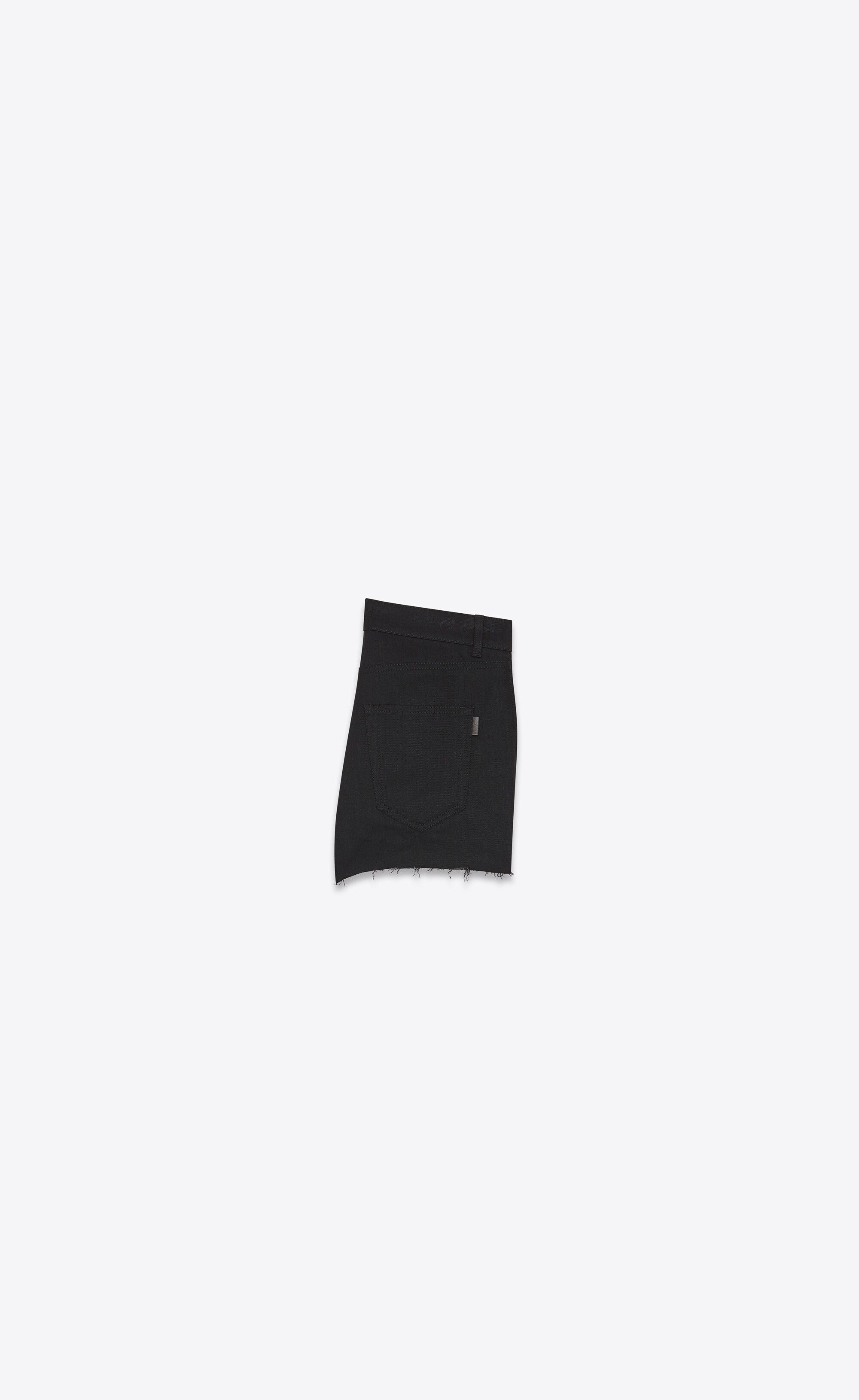 Saint Laurent Paris o1b1hav111224 Low Rise Shorts in Stretch Denim in Used Black Size 25" / US 0 / IT 36 - 2 Thumbnail