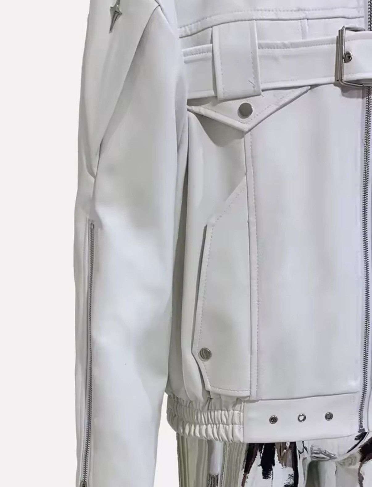 Leather Punk Streetwear PU Leather Designer Zipper Jacket Size US XL / EU 56 / 4 - 7 Thumbnail