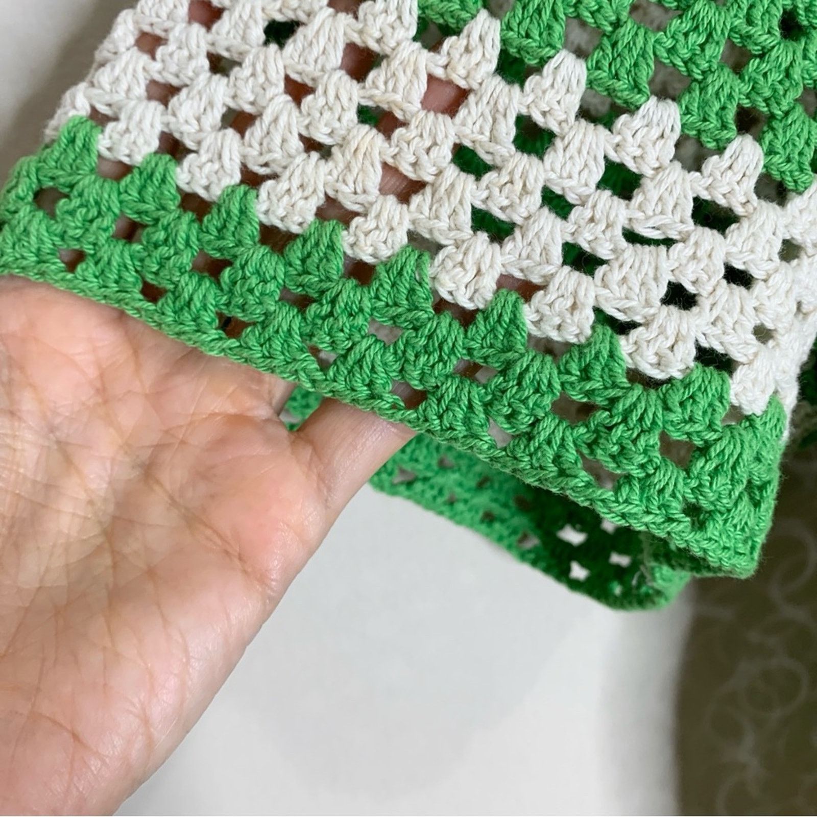 Bode Bode Crochet Shirt (Sz S/M) Flagship Striped Green Cream Size US M / EU 48-50 / 2 - 10 Thumbnail
