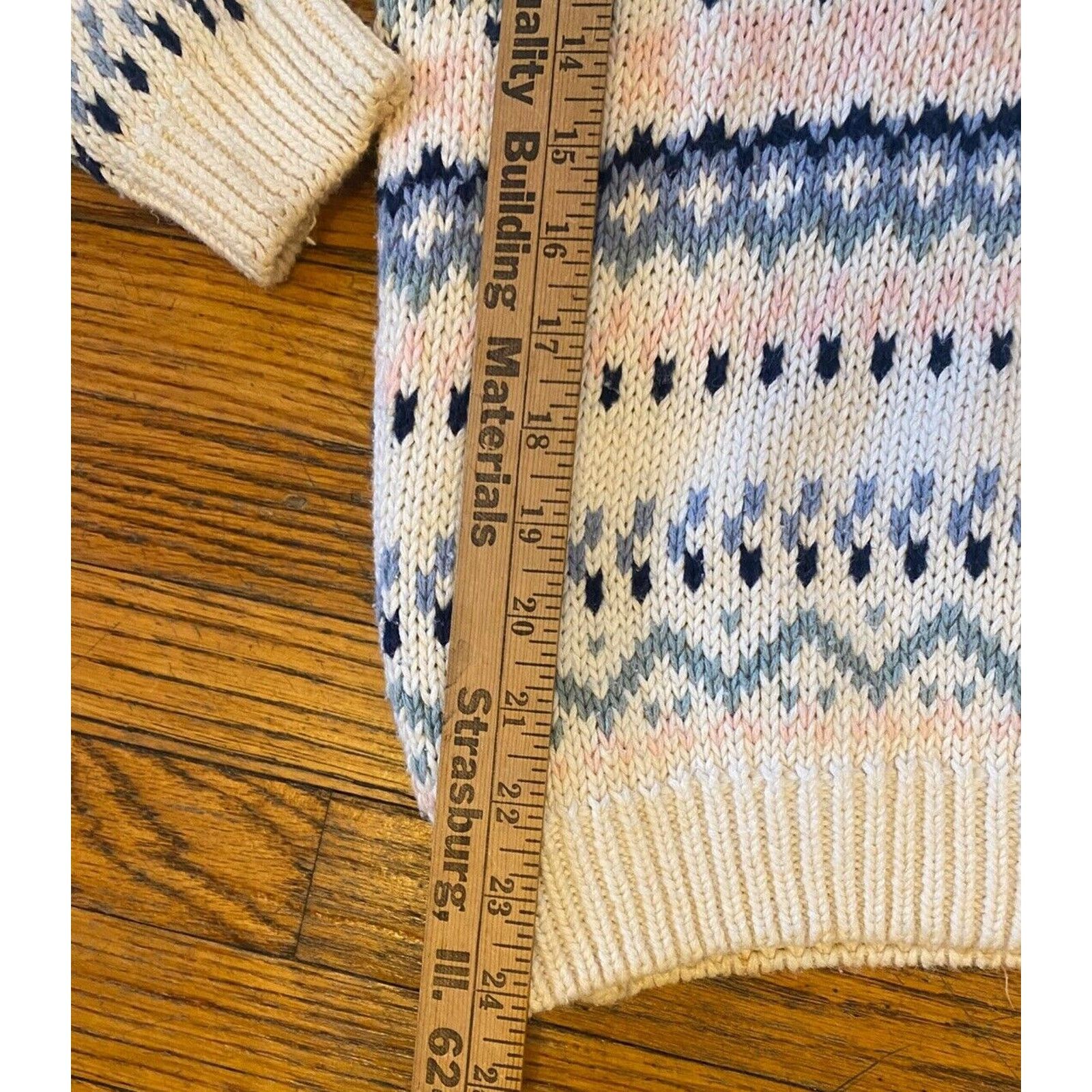 Other VTG 62 East Women's Knit Sweater Floral Striped Medium Blue Size M / US 6-8 / IT 42-44 - 8 Thumbnail