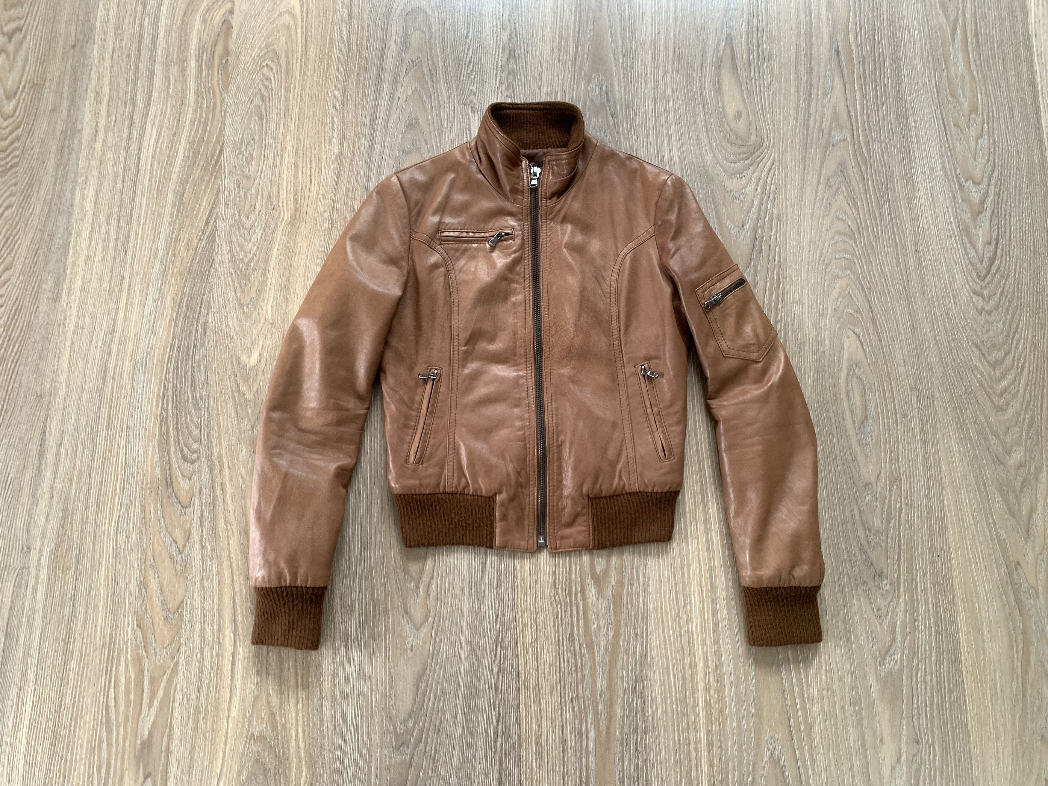 Other Leonardo Real Leather Brown Bomber Jacket Size S / US 4 / IT 40 - 1 Thumbnail